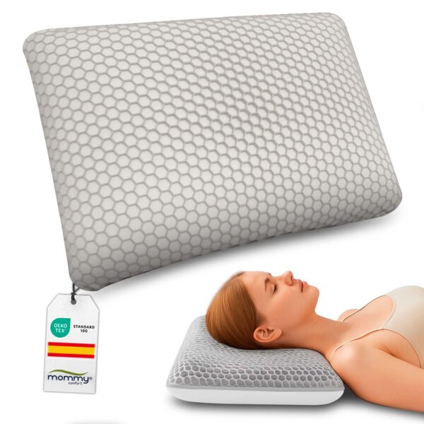 Almohada Viscoelástica Cervical 60 cm Funda Panal 4D Efecto Masaje
